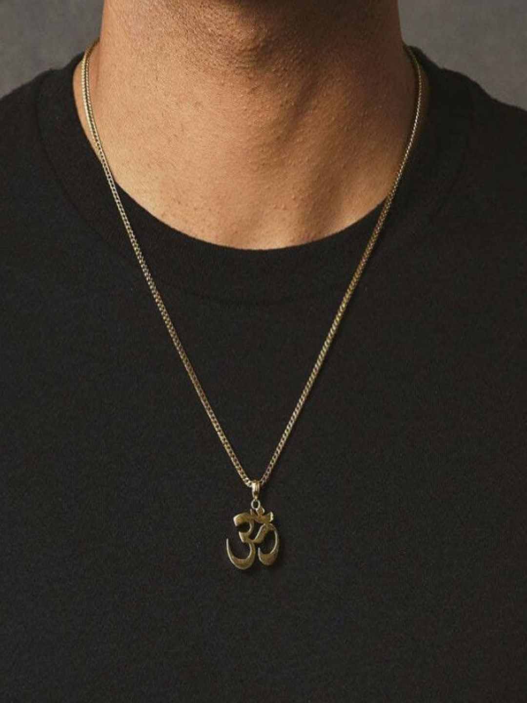 AQUASTREET 18K Gold Plated Waterproof Anti-Tarnish Om Pendant Necklace