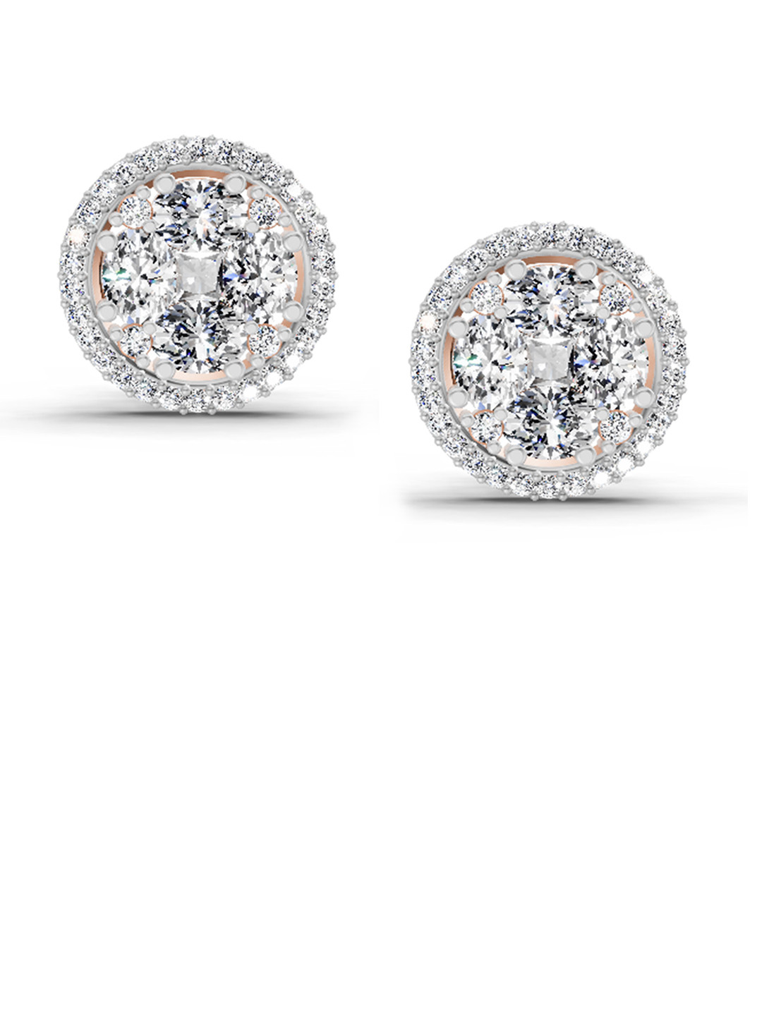 Sparkles 14K Rose Gold Lab Grown Diamond 2.05 Carat Oval Shape Cluster Diamond Earrings