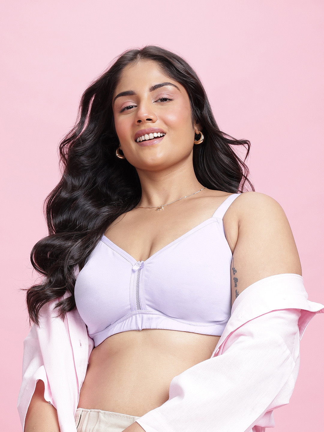 DressBerry Plus Size Medium Coverage Non-Padded Lace Inserts Everyday Bra MK48-BD-TBC