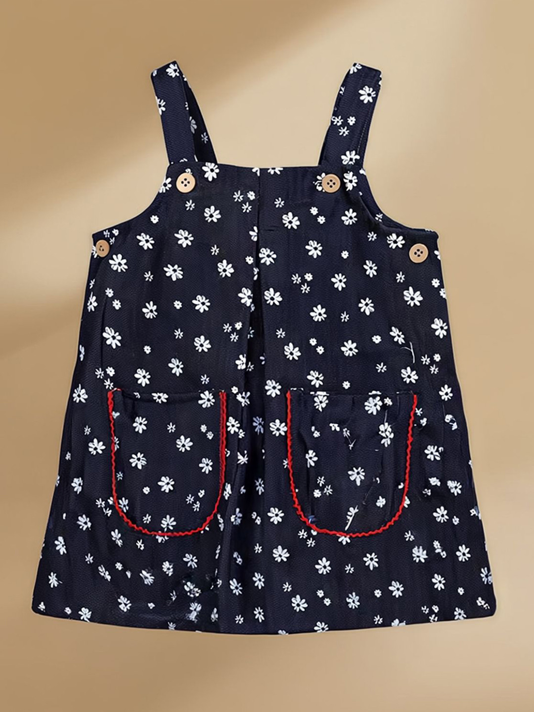 Purple United Kids Floral Printed Ankle Length Dungarees