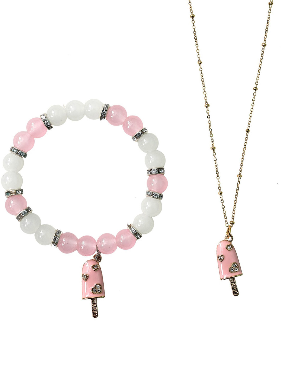 ARISTAL Jewellery Artificial Beads & Stone Chain With Bracelet