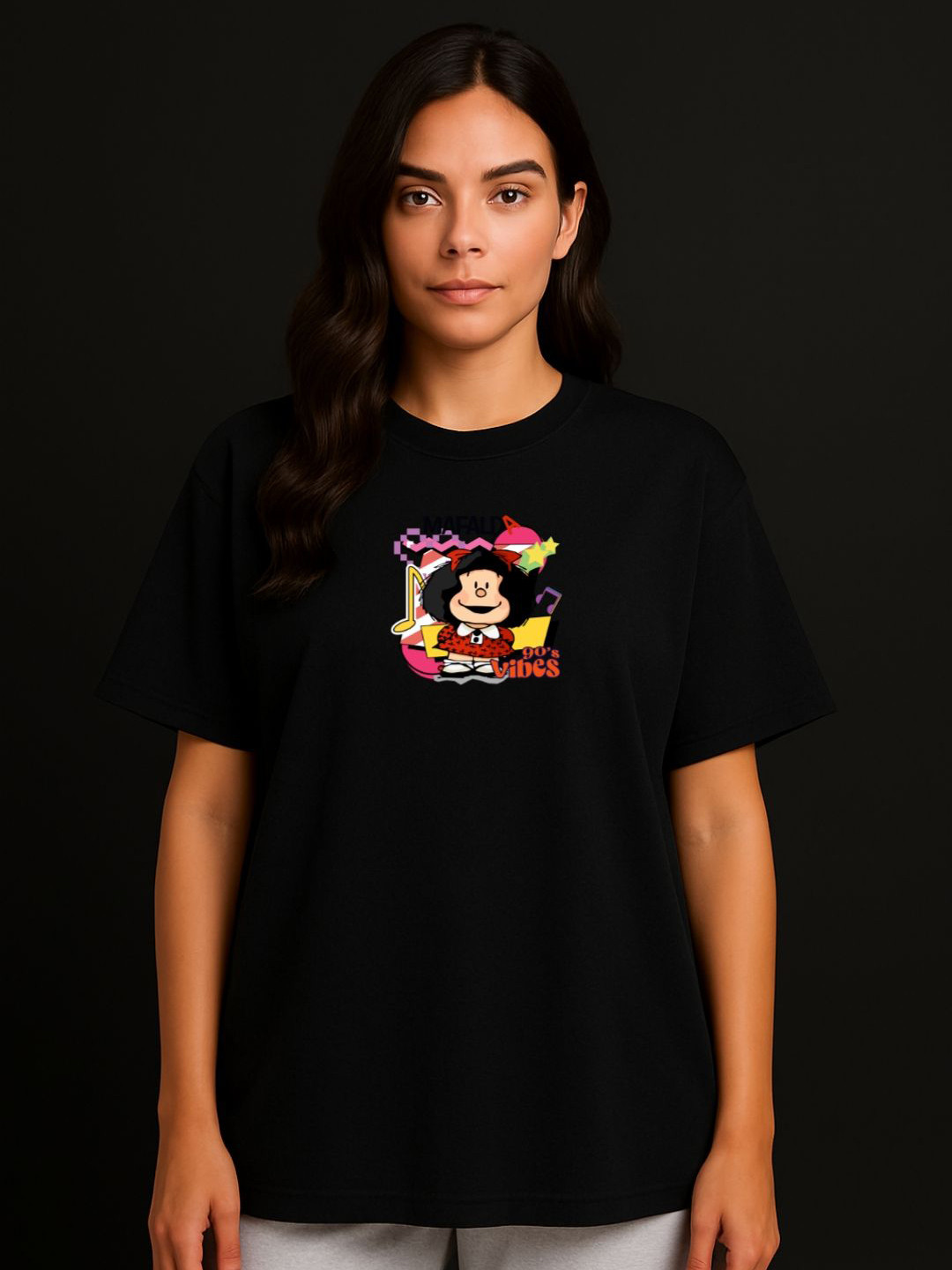 Anikmart Women Mickey Mouse Dri-FIT Graphic Printed Round Neck Cotton Oversized T-shirt