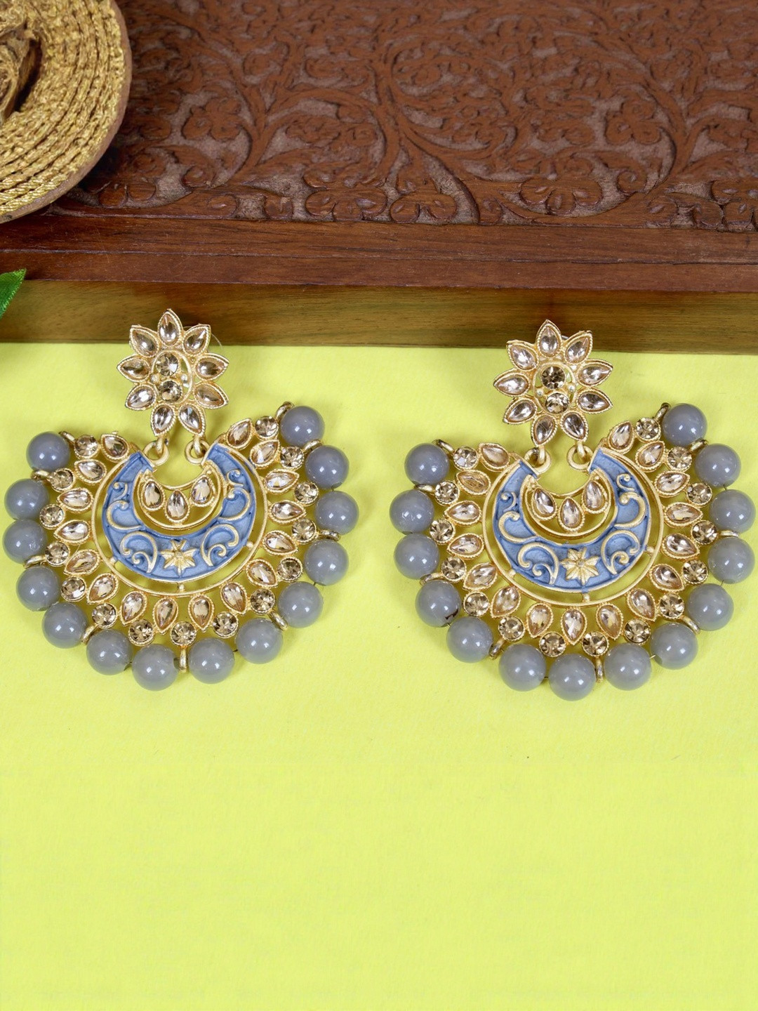Blue Enamel Traditional Earrings