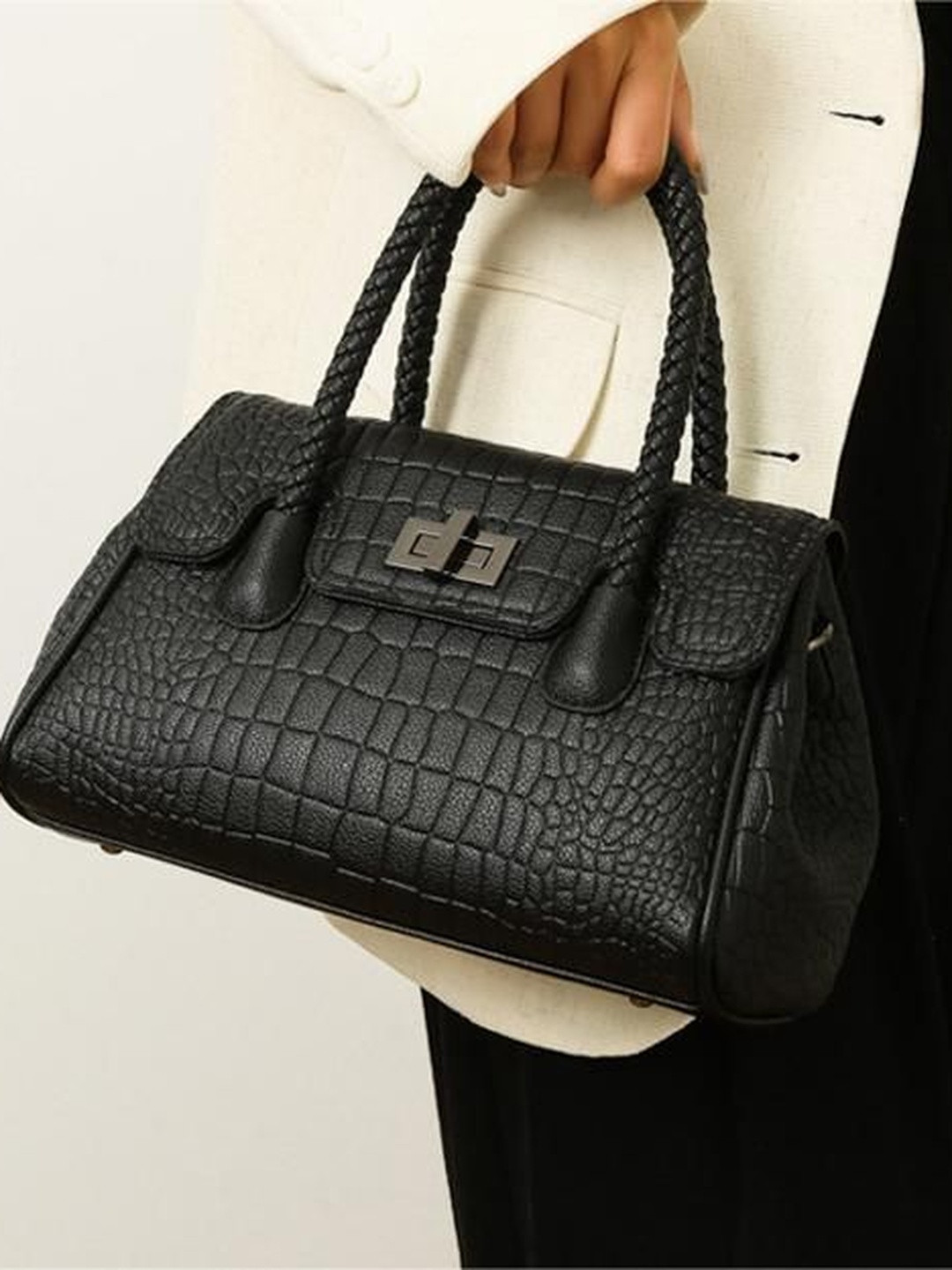 CORSICA Solid Detachable Strap Structured Handheld Bag