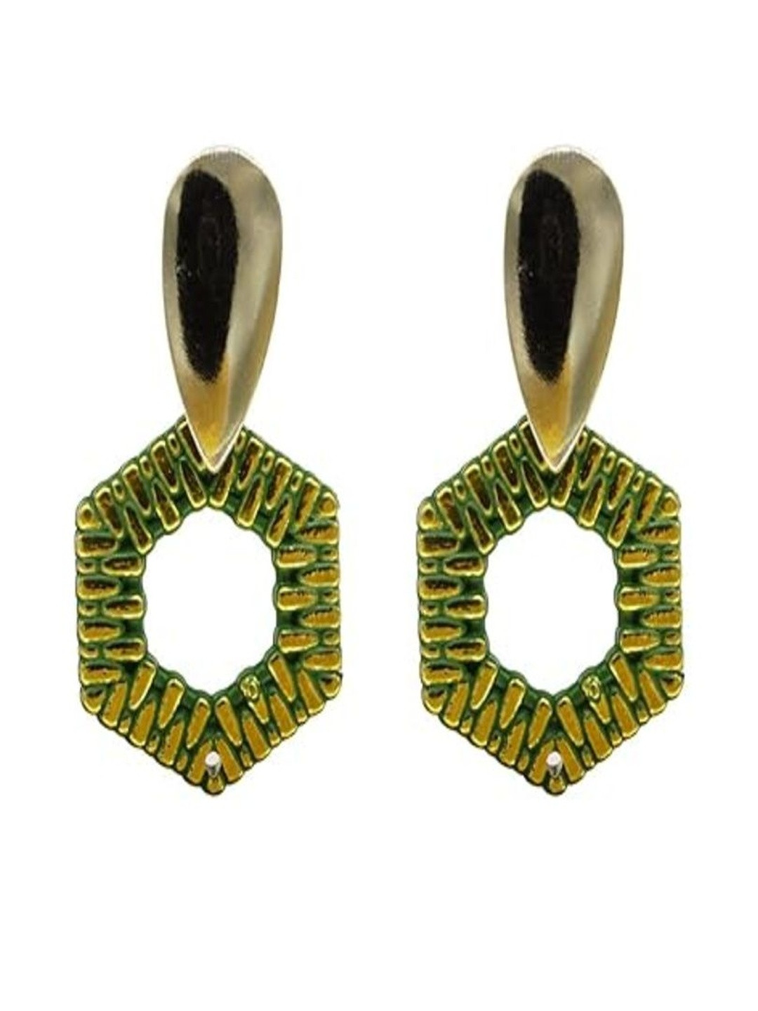 Fabula Fashion Fashionable Western Style Gold Plated Geomatric Shape Drop Earring For Girls & Women