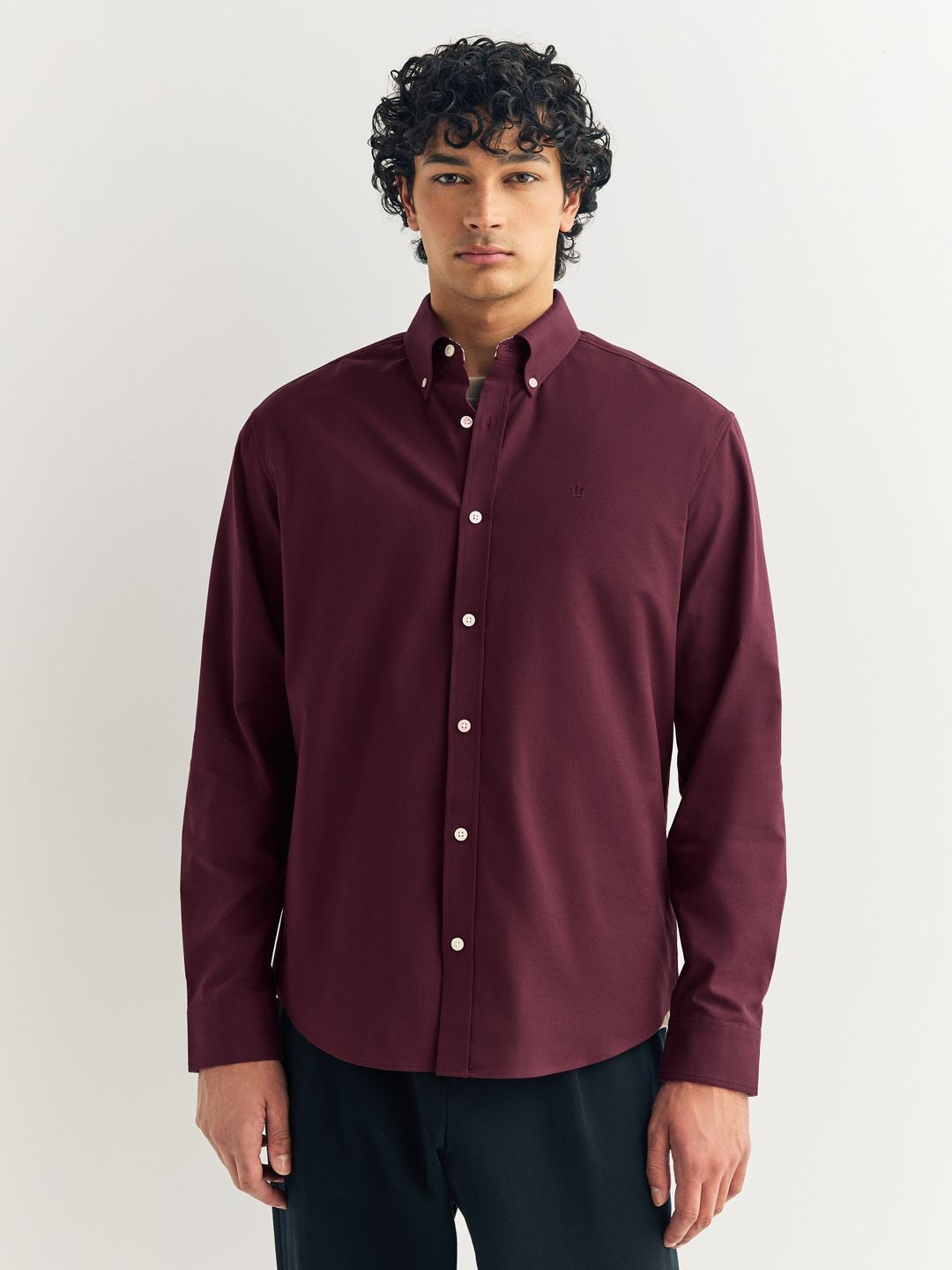 NEXT Oxford Weave Button-Down Collar Casual Shirt