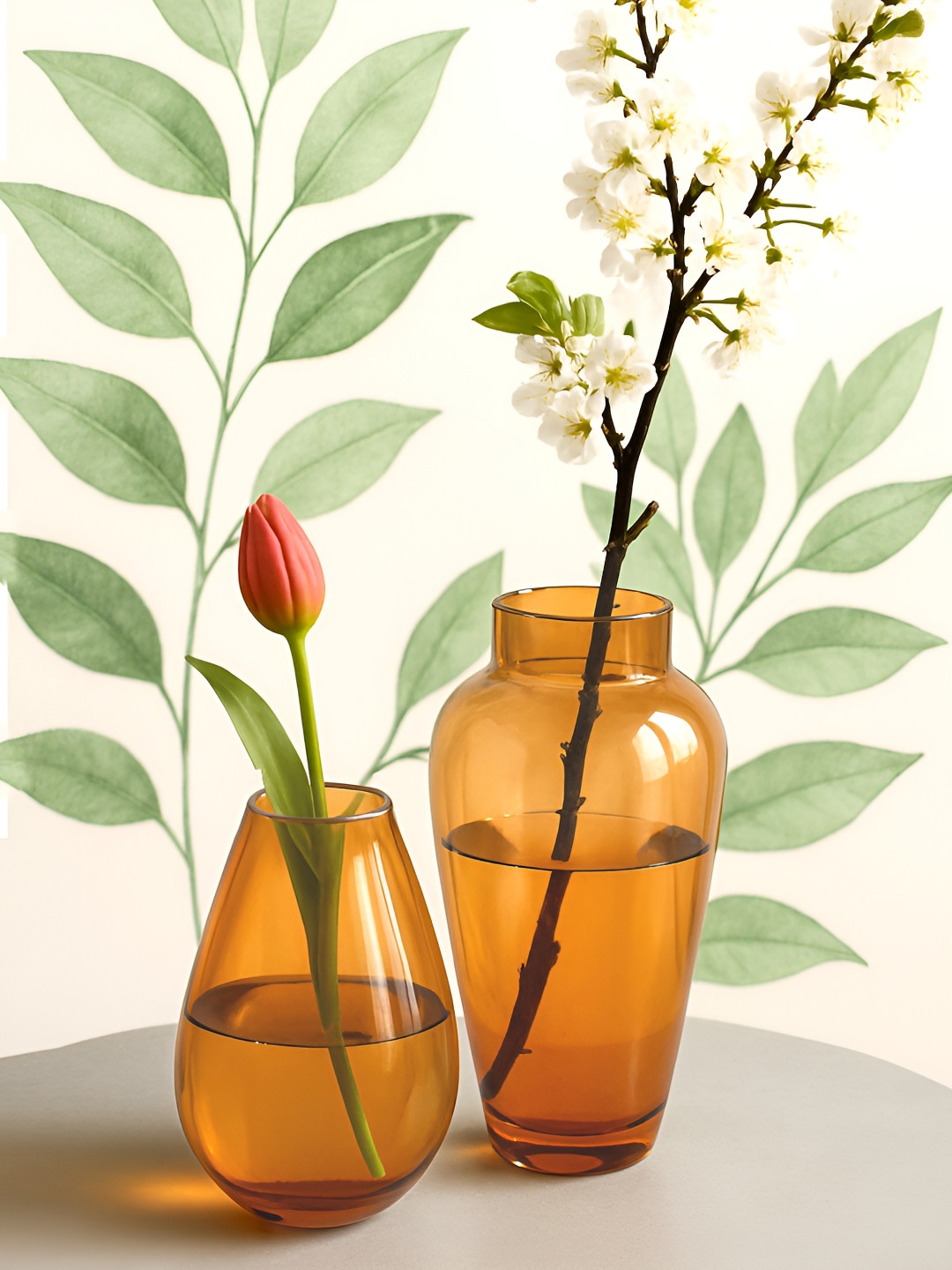 Homesake Gloden 2 Pieces Pot Shaped Flower Plants Glass Vases