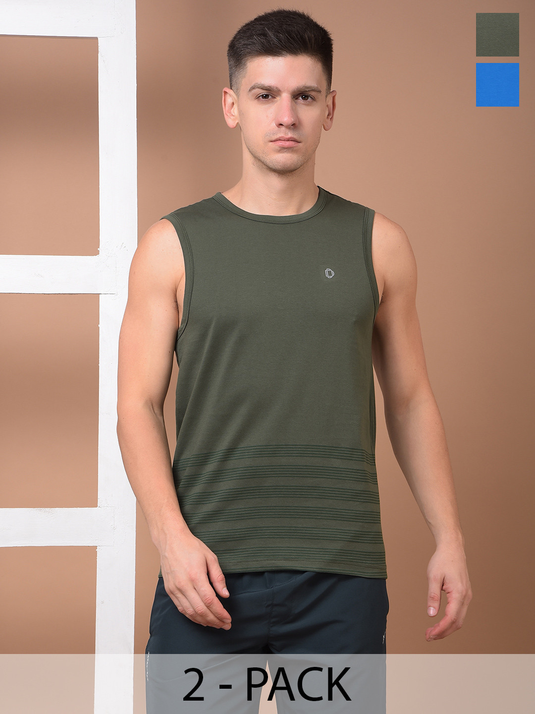 Dollar Pack Of 2 Striped Cotton Tank Top Vests