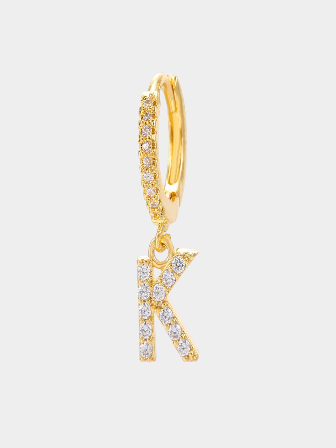 AQUASTREET 18K Gold-Plated Zircon Studded K Shaped Hoop Earrings