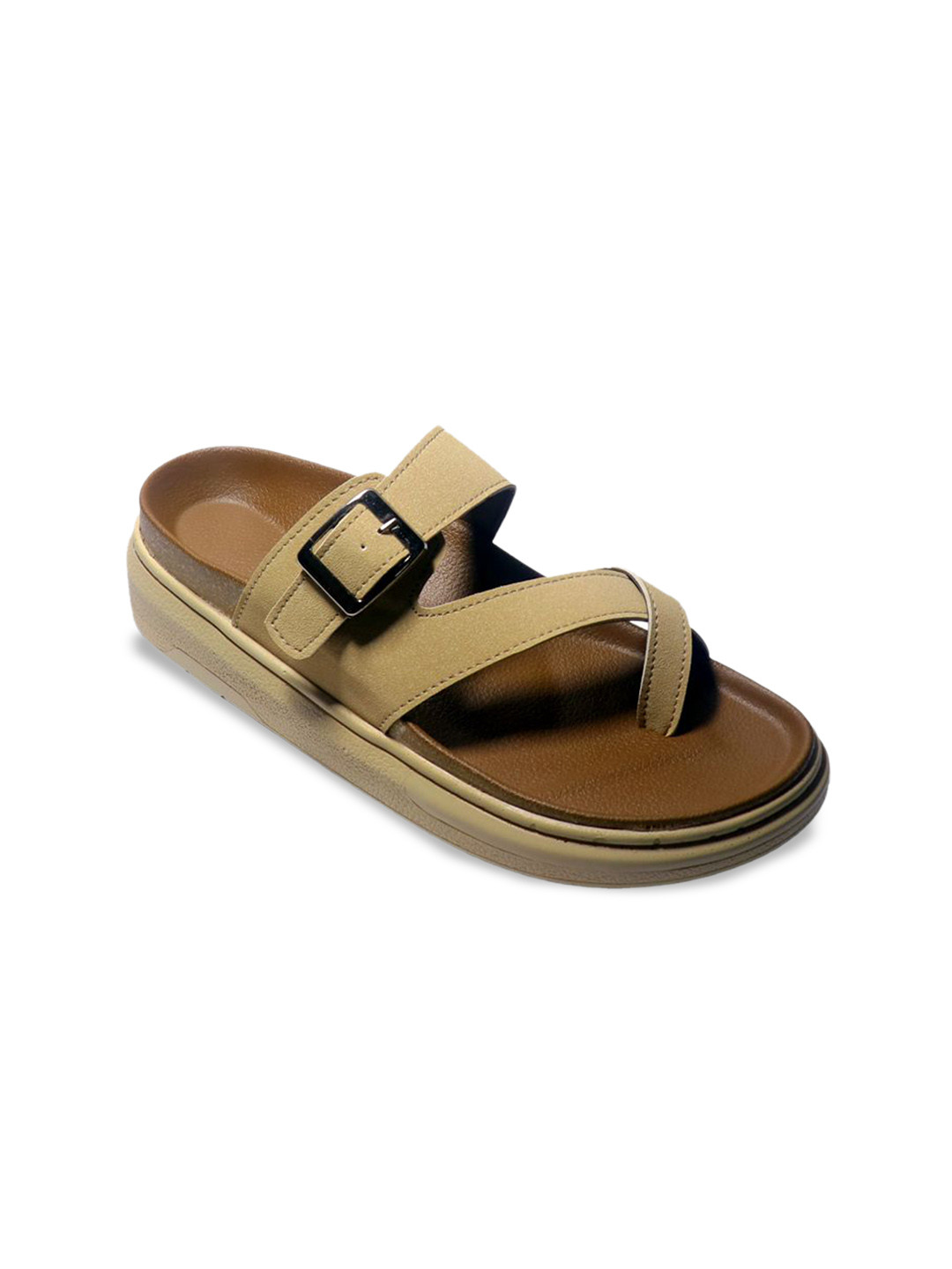 ASHO WITH FASHION MADE GLOBAL Women Textured One Toe Flats with Buckles