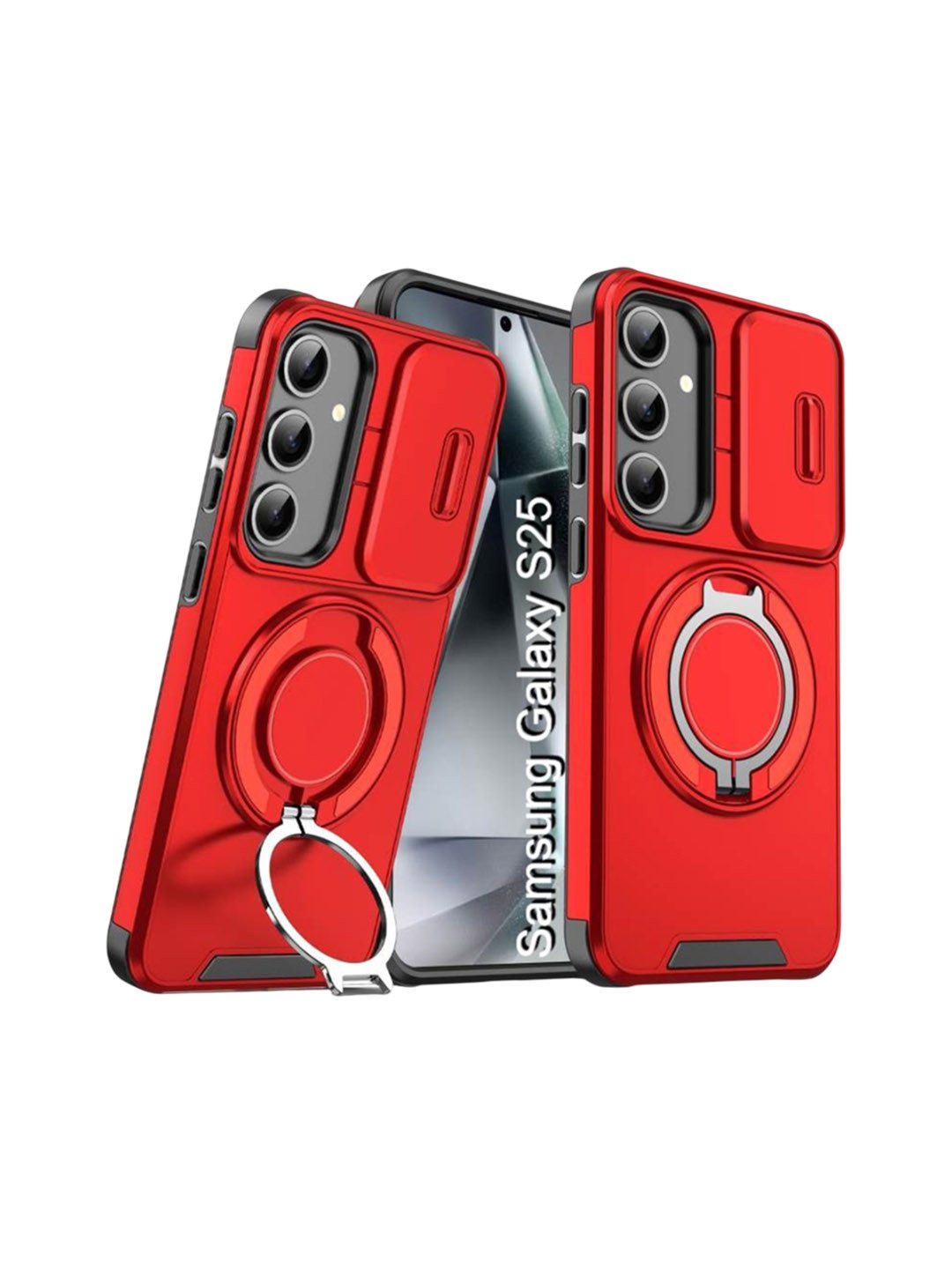 Luxury Kase Shockproof Samsung Galaxy S25 5G Magnetic Back Case With Slide Camera Cover