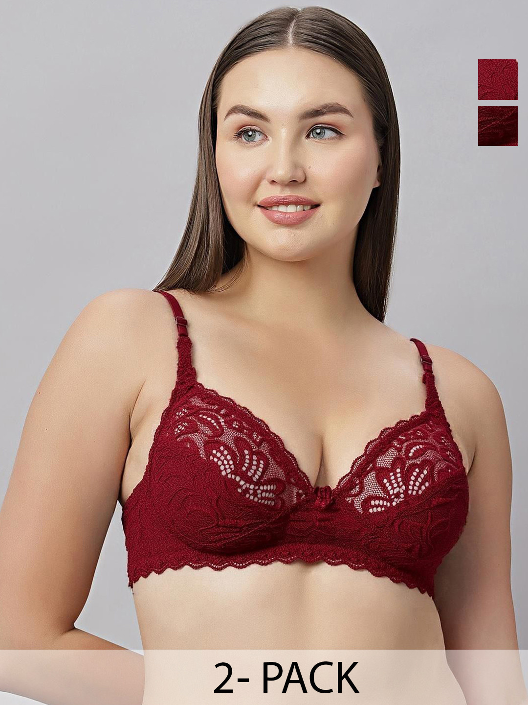 KAVYA Women Pack of 2 Full Coverage Cotton T-shirt Bra