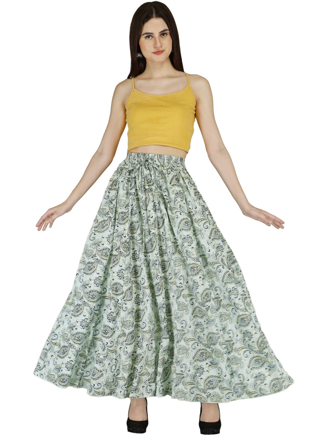 Sttoffa Women Ethnic Printed Cotton Flared Skirts