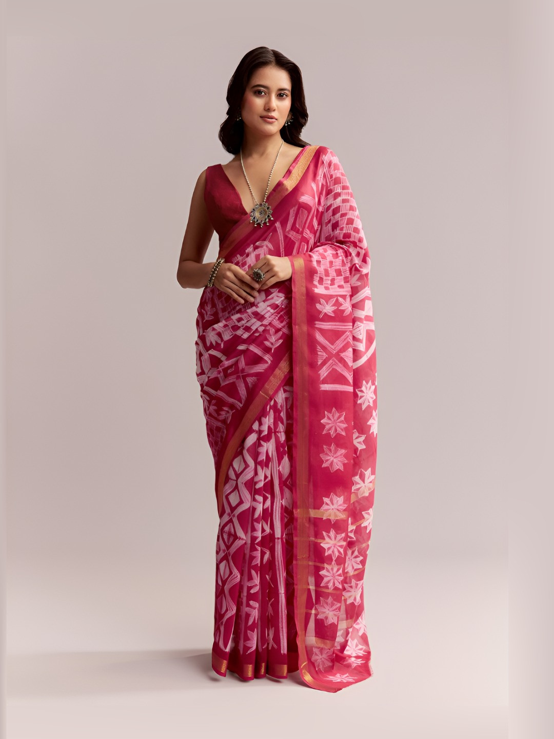 KALKI Fashion Shibori Printed Zari Saree
