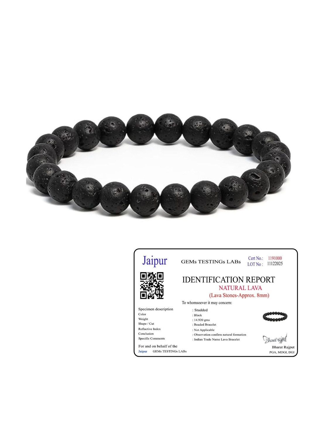 SENROAR Unisex Black Agate Bracelet