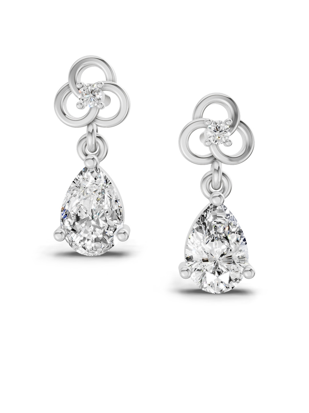 Sparkles 14K White Gold Lab Grown Diamond 1.22 Carat Pear Shape Dangle Diamond Earrings