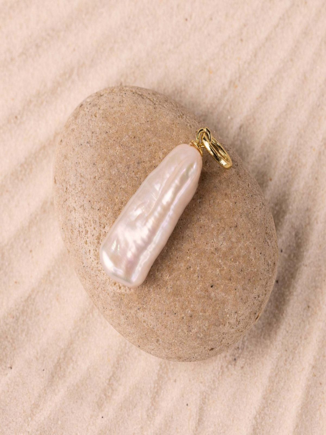 AQUASTREET 18K Gold Plated Anti-Tarnish Long Baroque Pearl Charm, No Chain Included