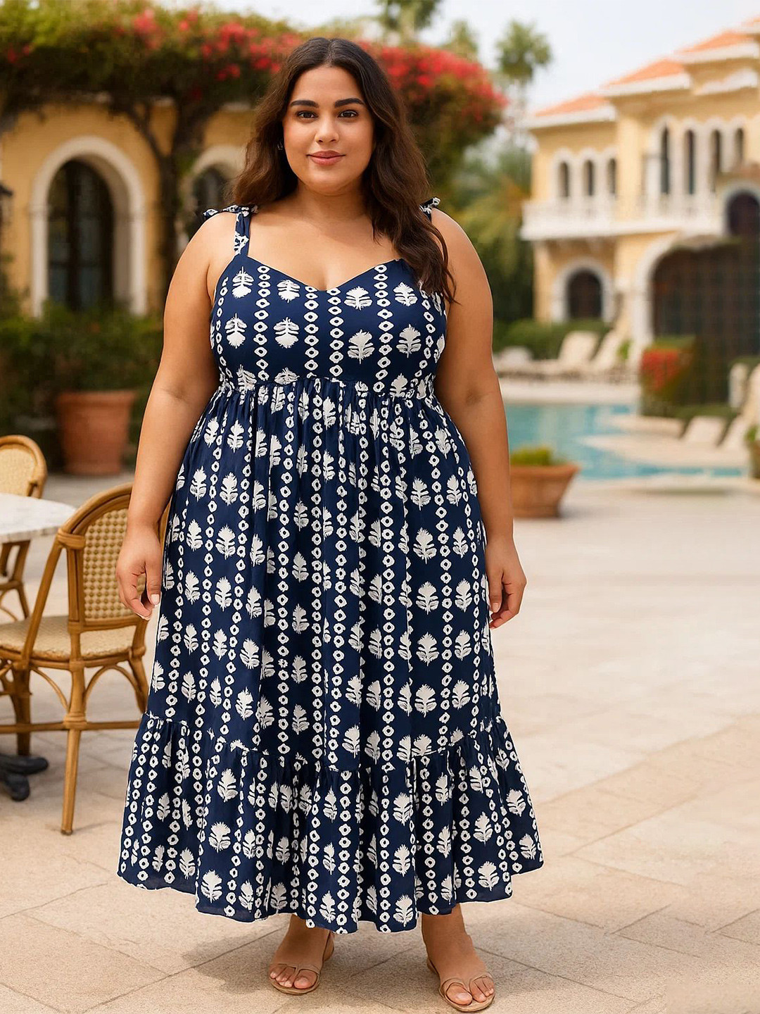 U&F Beyond Print Crepe Maxi Dress