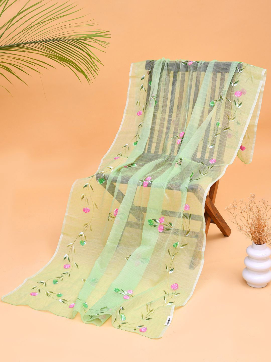 POISED Floral Printed Kota Doria Dupatta