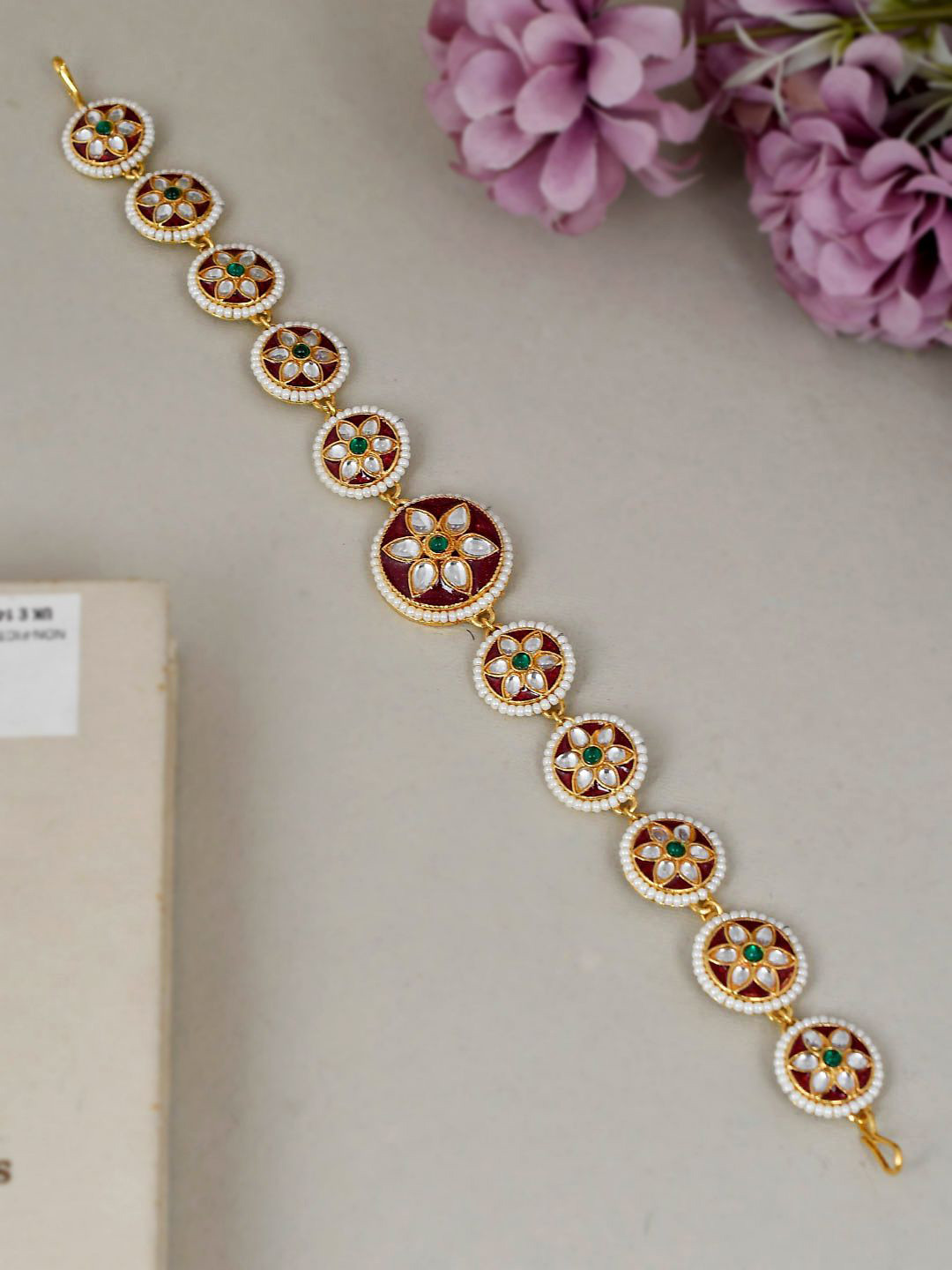 Silvermerc Designs Gold-Plated Kundan Meenakari Rajputi Mehri Mathapatti