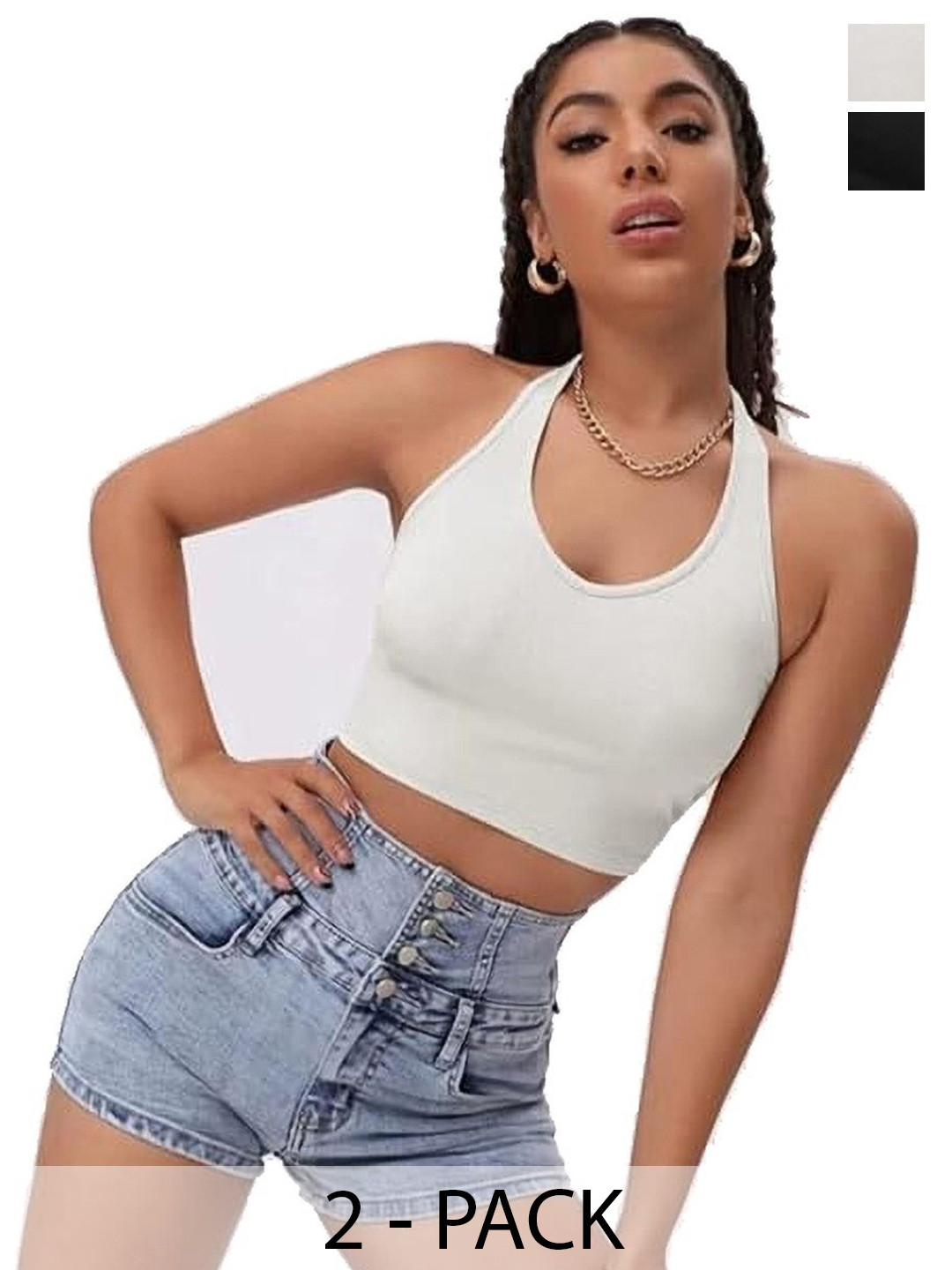 MIXFIT Pack Of 2 Halter Neck Tank Crop Top