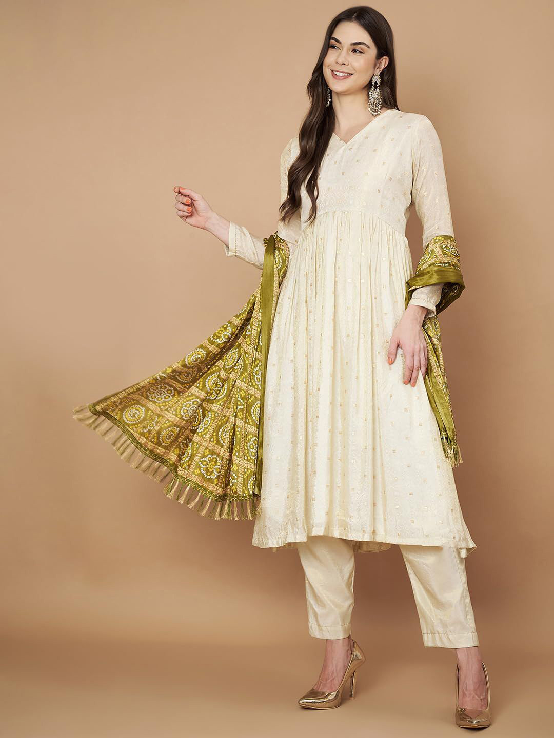 AKSHADEEP Bandhani & Patola Printed Art Silk Dupatta