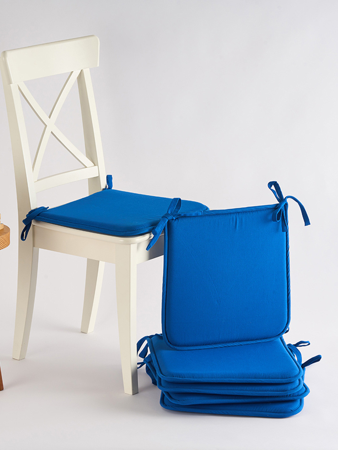 SKANDA FAB Set Of 6 Classic Blue Pure Cotton Foam Chair Pad