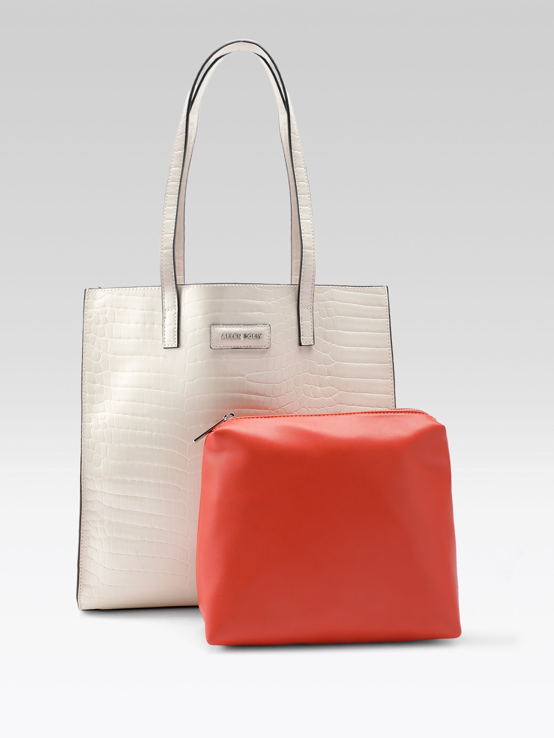 Allen Solly Croc-Textured Tote Bag with Pouch