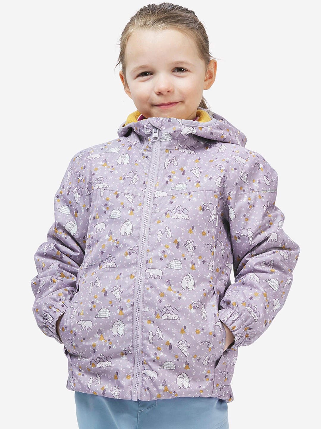 Decathlon QUECHUA Kids Purple Waterproof Winter Hiking Jacket