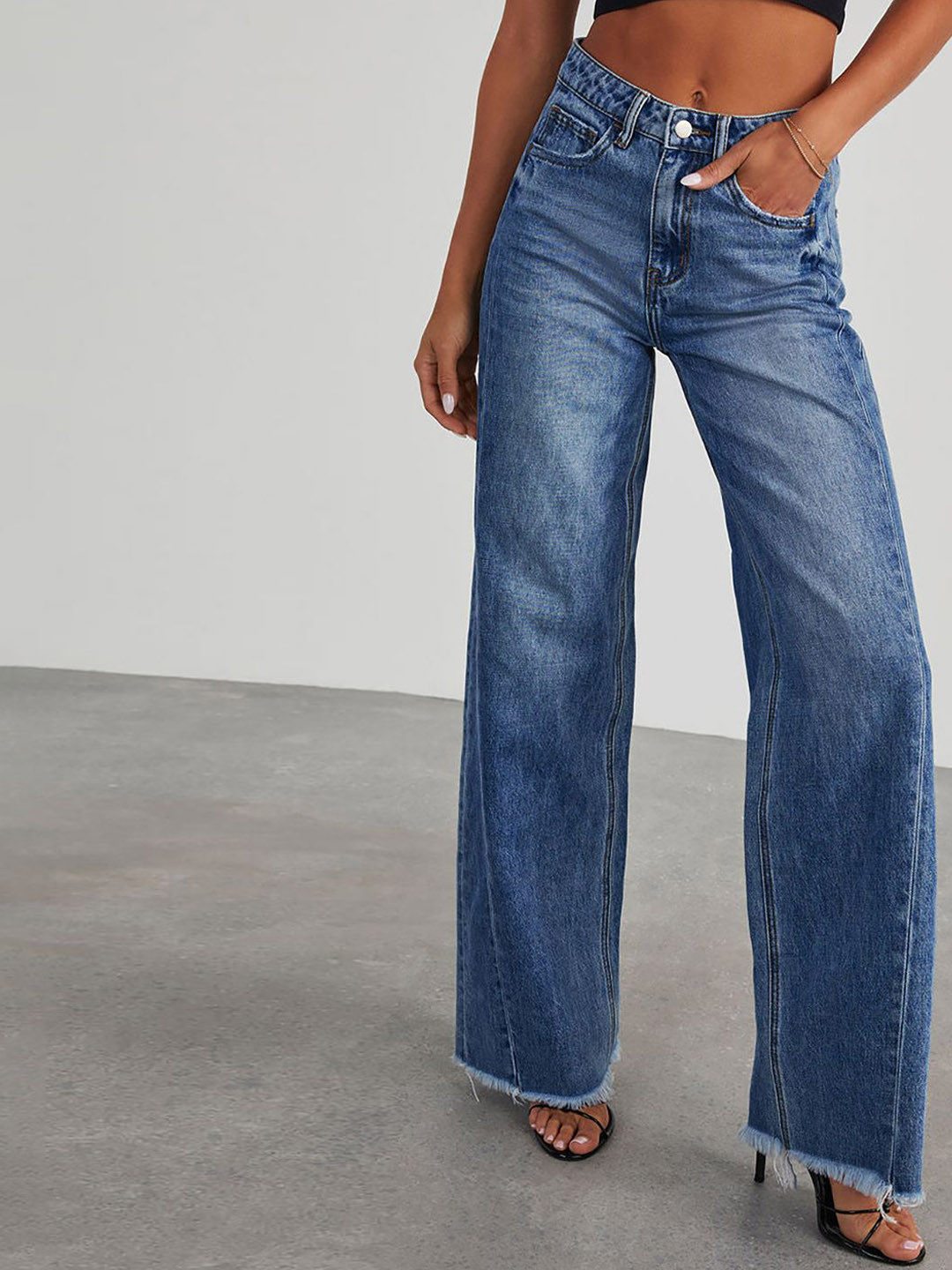 JC Mode Women Straight Fit High-Rise Clean Look Heavy Fade Non Stretchable Denim Jeans