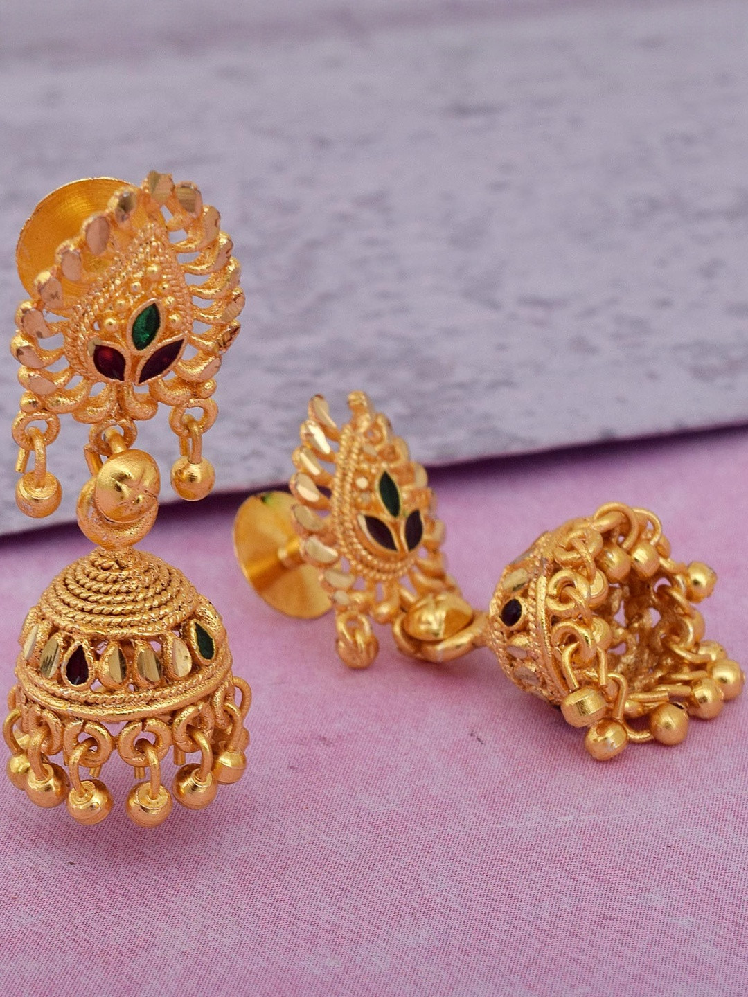 Gold Plated Faux Kundan small dailywear Jhumki earring for Women
