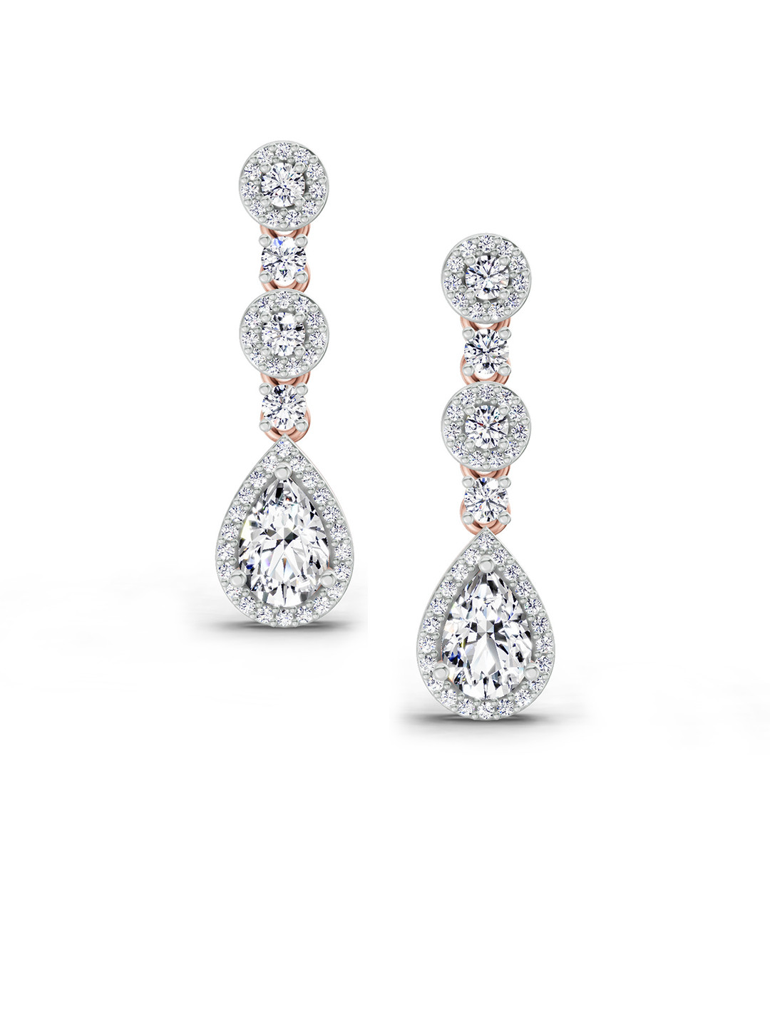 Sparkles 14KT Rose Gold Earrings With 1.67 Carat Lab Grown Diamonds- 1.16 g