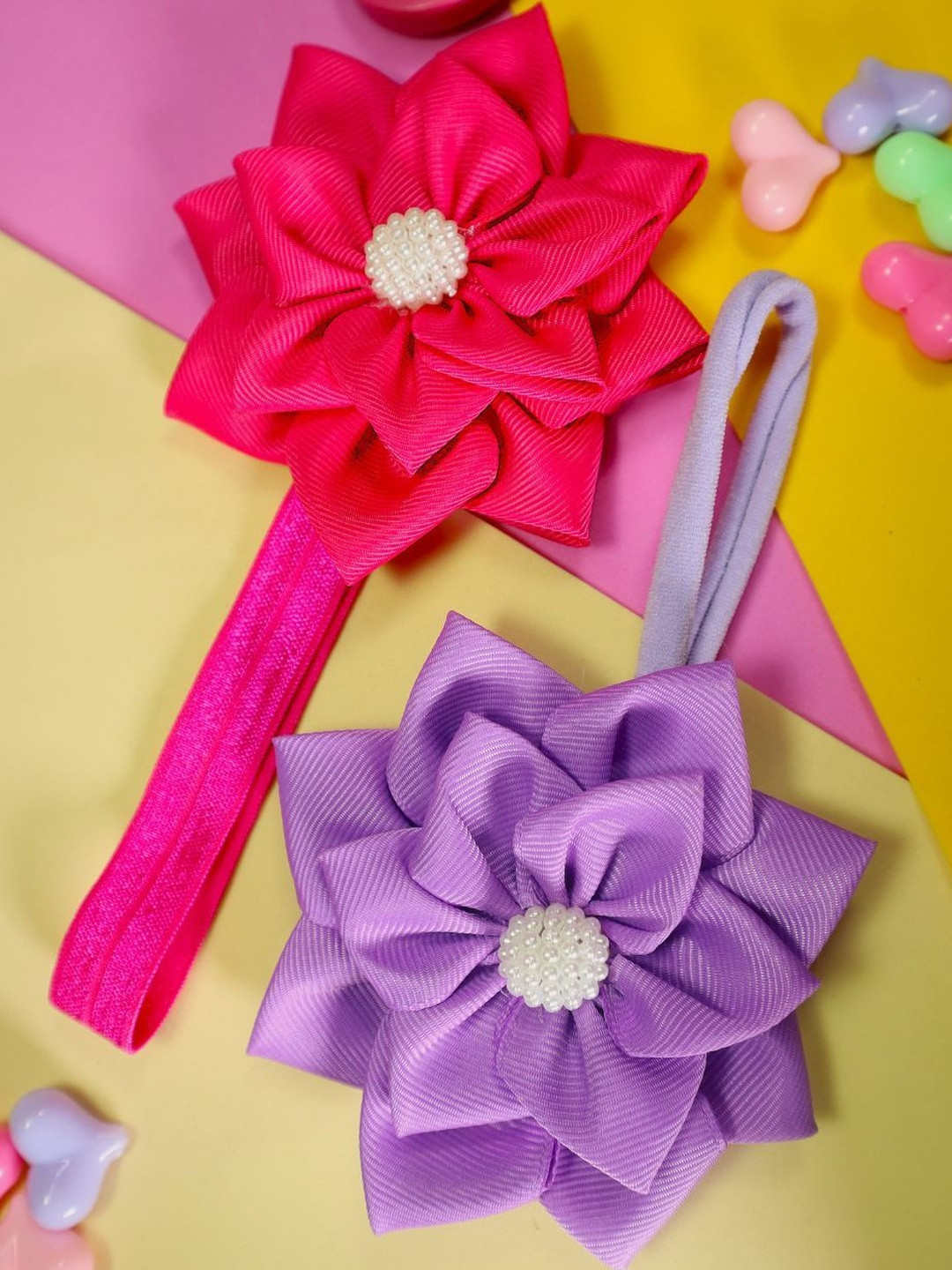 Kamule Girls Pack Of 2 Flower Embellished Hairband