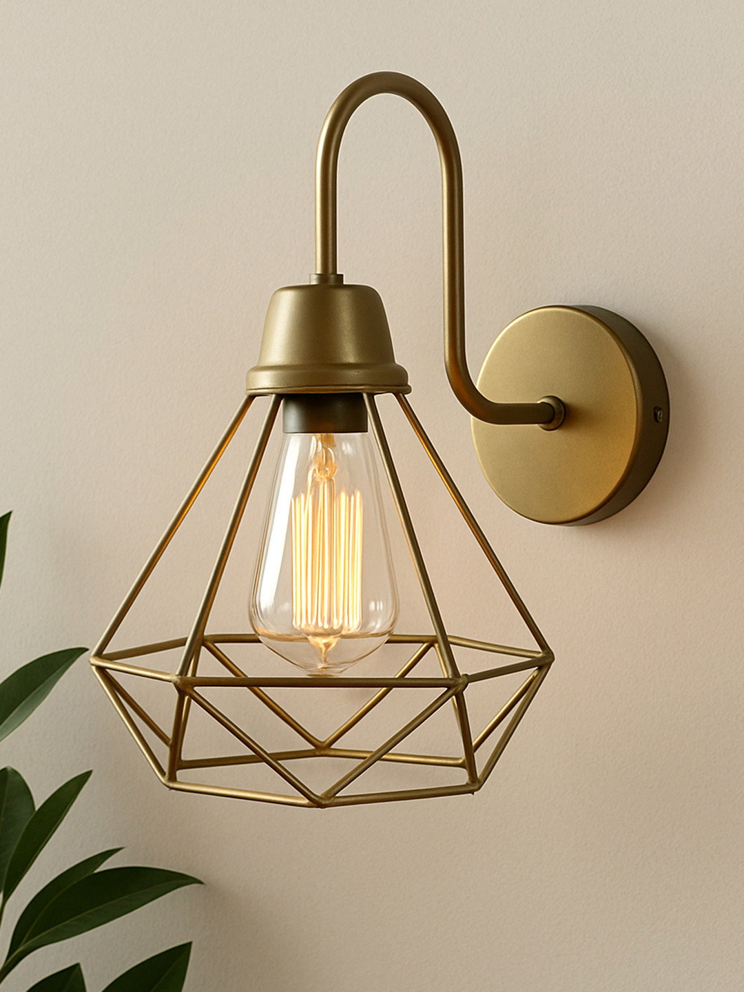 Homesake Adult Gold Metal Diamond Cage Vanity Ceiling Lamp