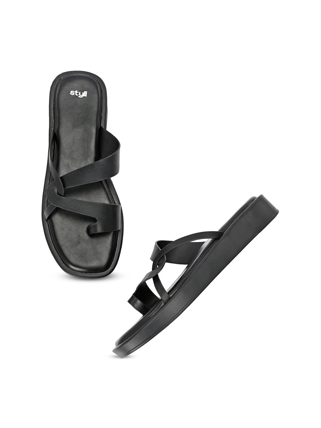 Styli Women One Toe Flats with Criss Cross Strap Detail