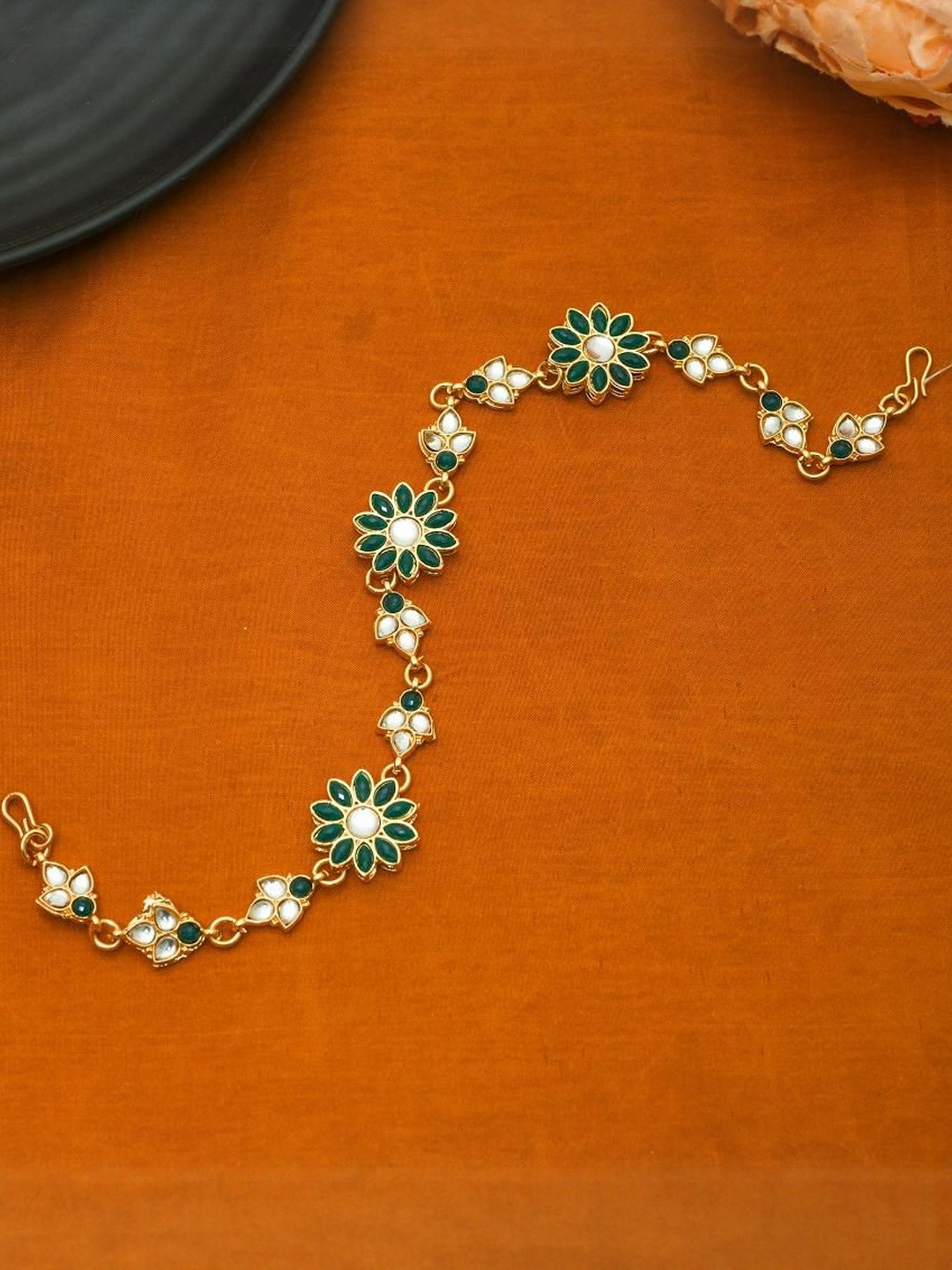 flying beads Women Gold Plated Rajasthani Maang Tikka