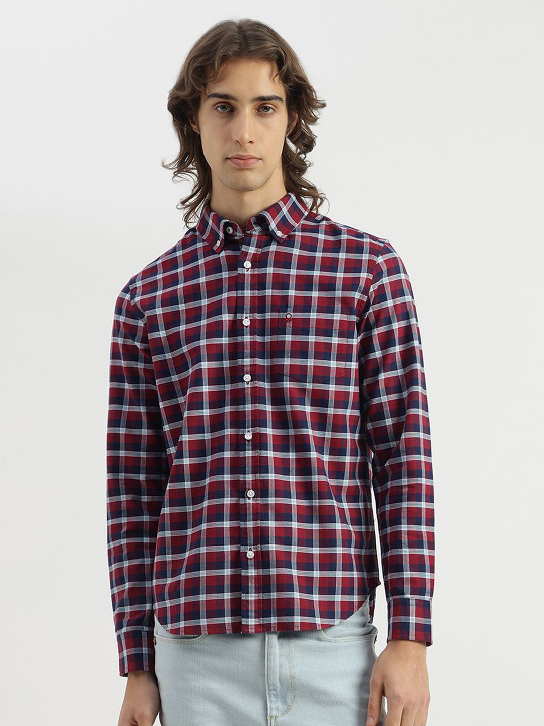 United Colors of Benetton Other Checks Checked Button-Down Collar Pure Cotton Shirt