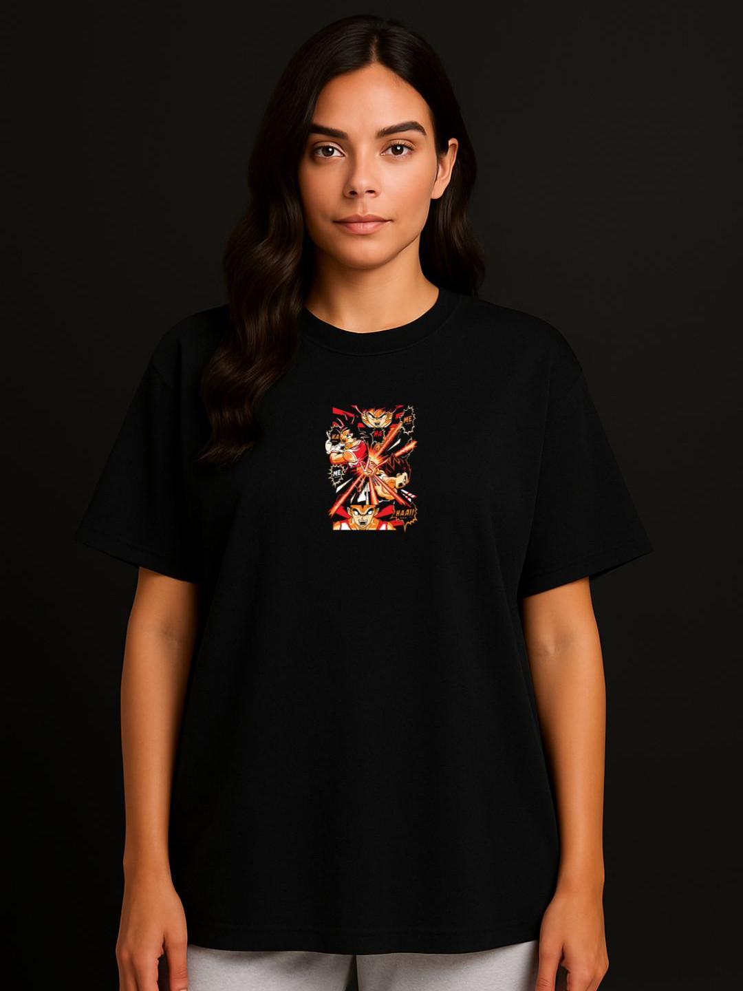 Anikmart Women Dragon Ball Z Dri-FIT Graphic Printed Round Neck Cotton Oversized T-shirt