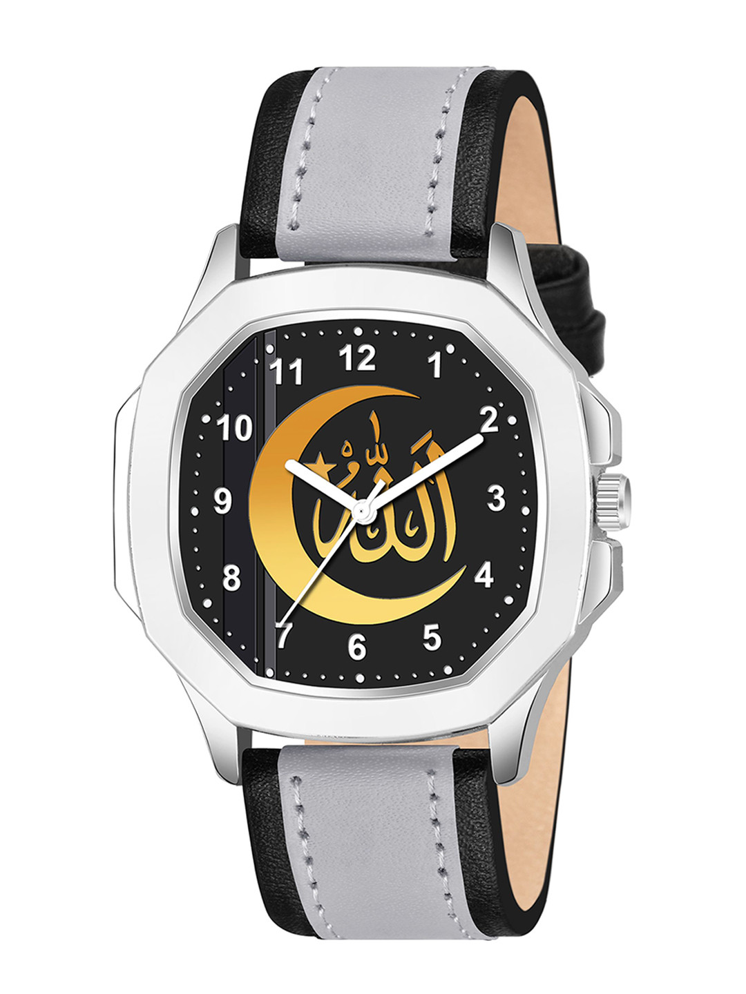 HDFCREATION Unisex Printed Dial & Straps Watch C1022 Silver_AI_Pata Chand Dail_806 Grey L.