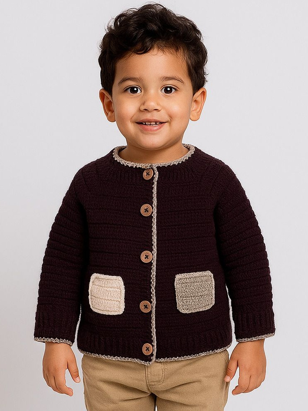Sabinagarments Kids Brown Knitted Sweater