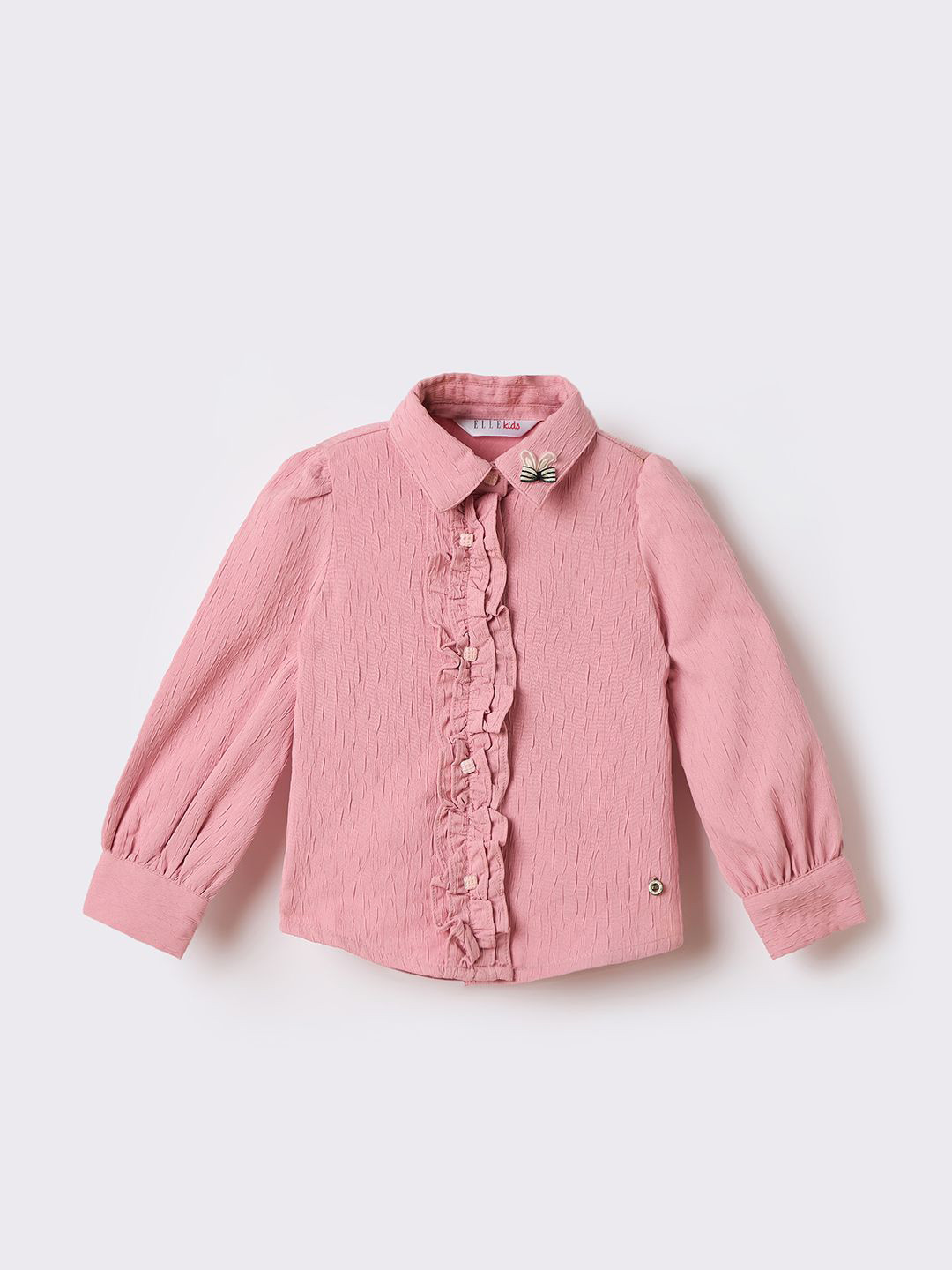 ELLE Girls Textured Cotton Shirt Style Top