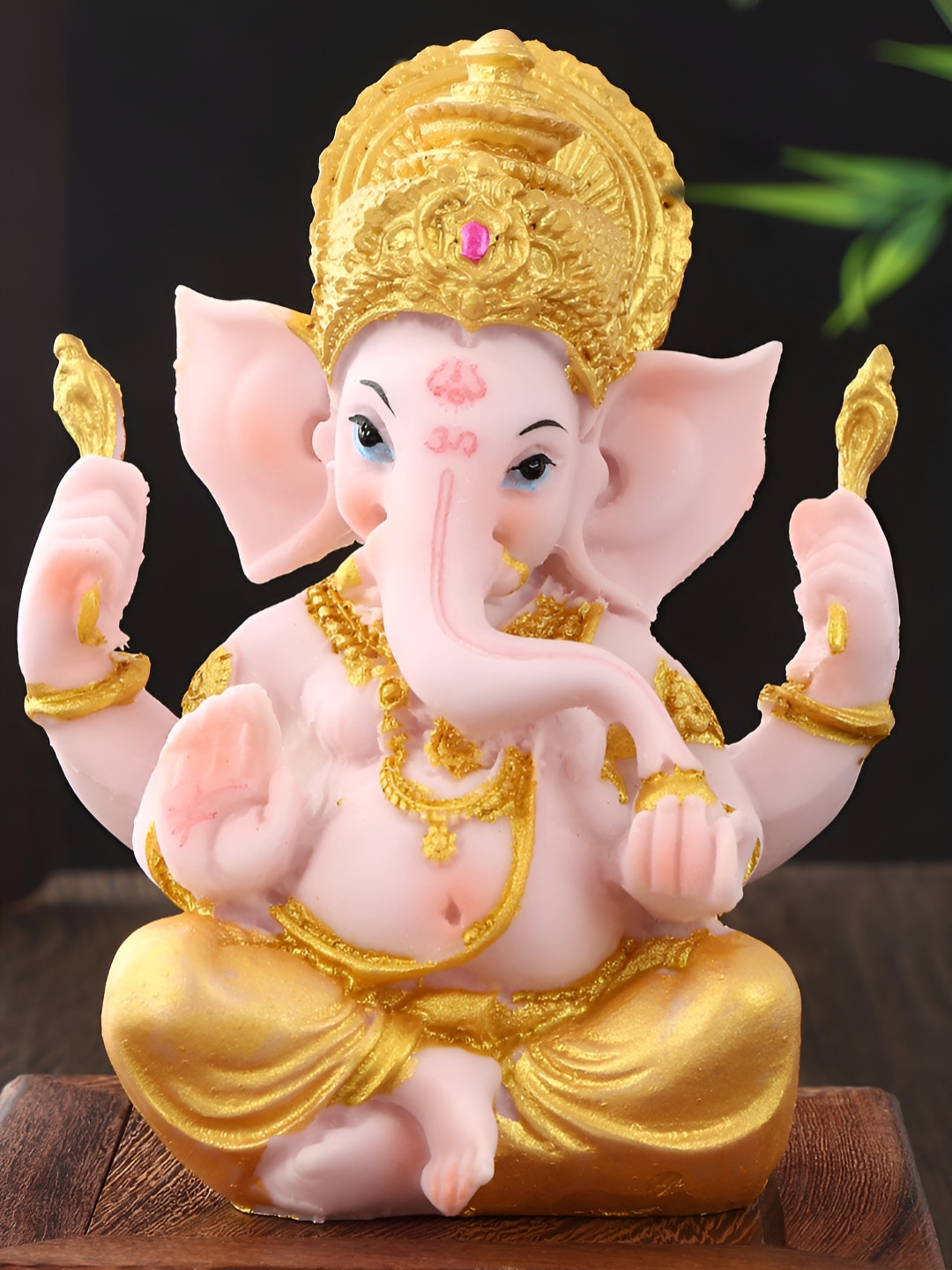 TIED RIBBONS Gold-Toned Religious Polyresin Ganesh Idol Showpiece