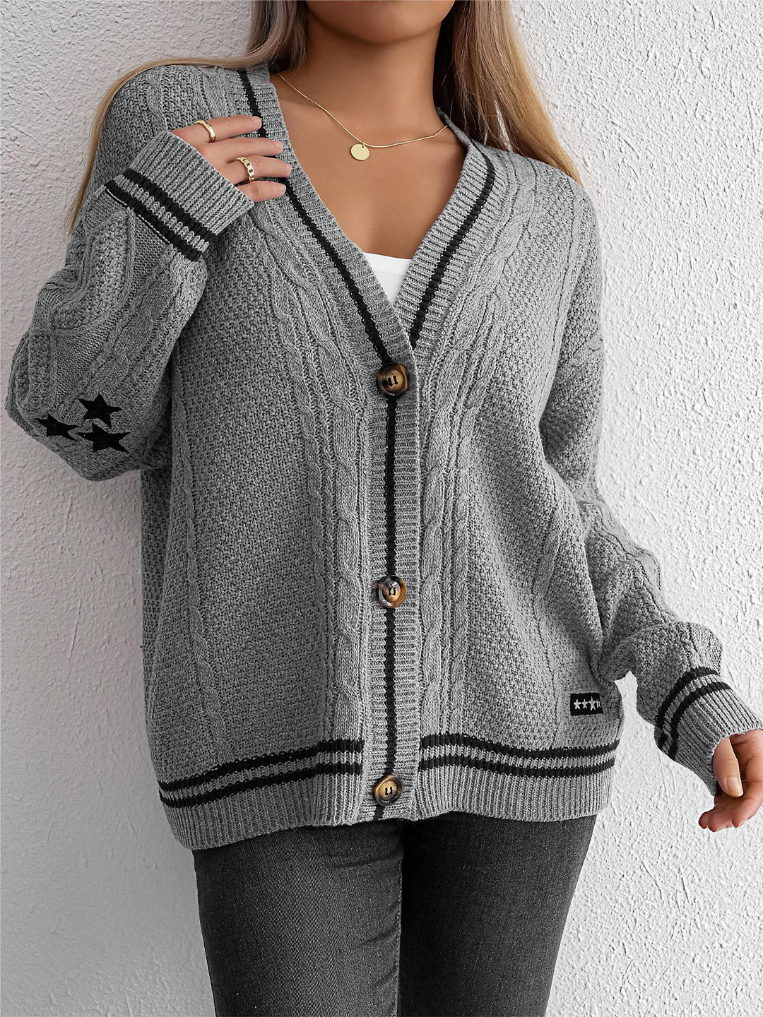 StyleCast Self Design Cardigan Sweater