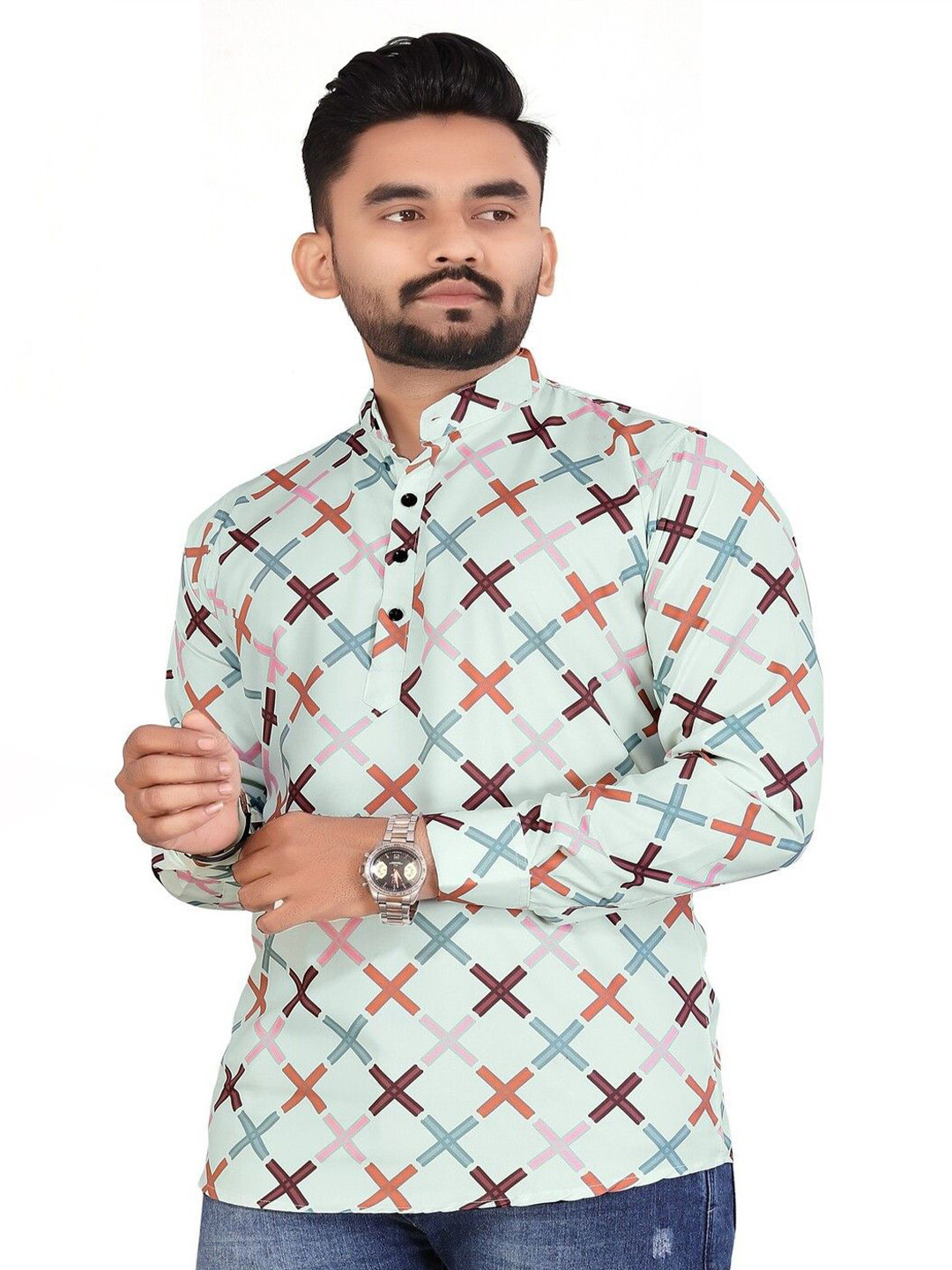 Silver Buck Men Printed Asymmetric Kurta