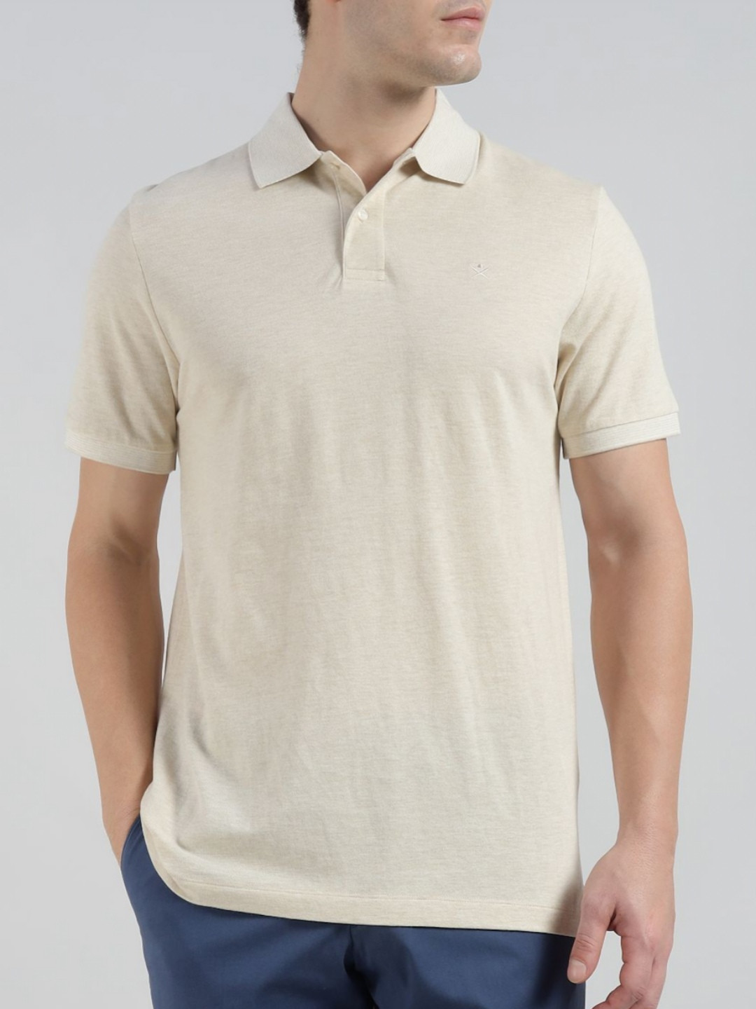 HACKETT LONDON Self Design Polo Collar Cotton T-shirt