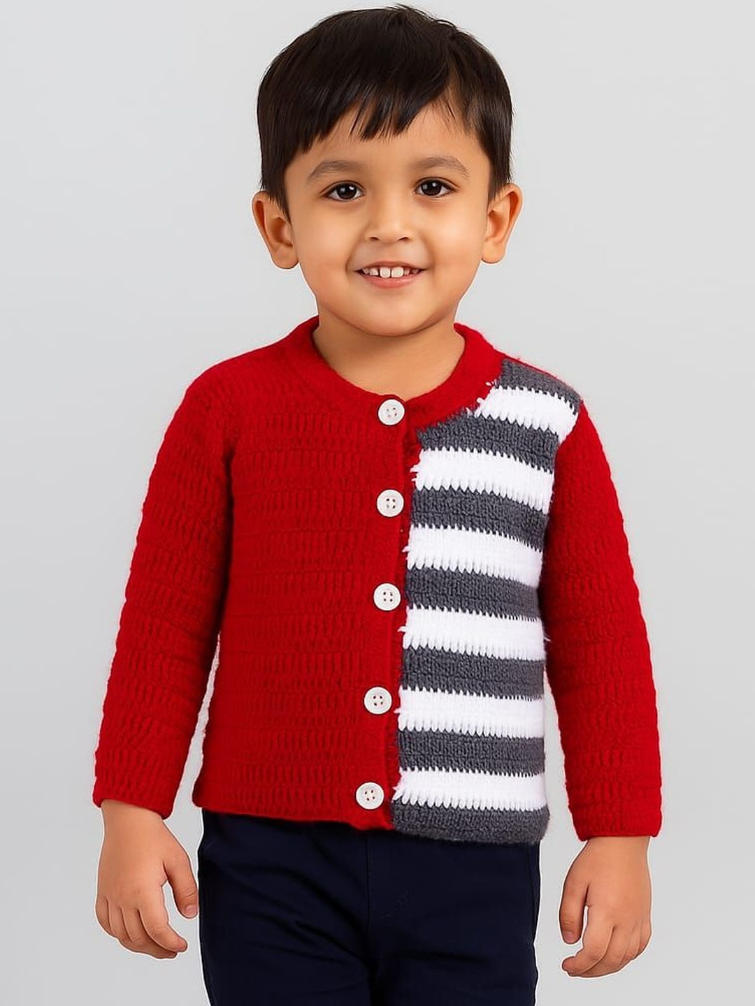 Sabinagarments Kids Striped Front Open Sweater