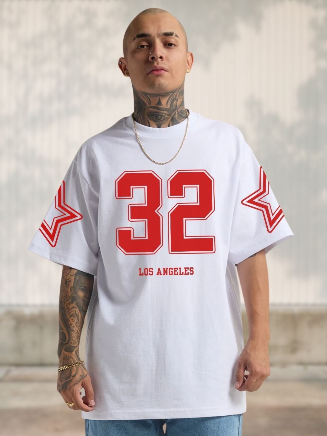 Cool Plus Varsity Printed Oversized Drop-Shoulder Sleeves T-shirt