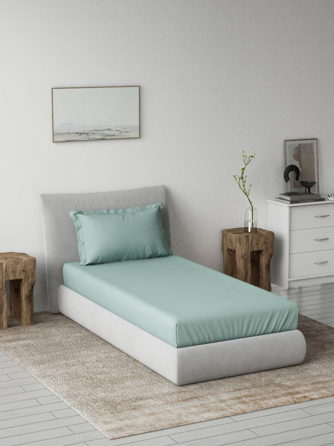 DDecor Blue 180 TC Pure Cotton Single Bedsheet - 1.52 M X 2.24 M