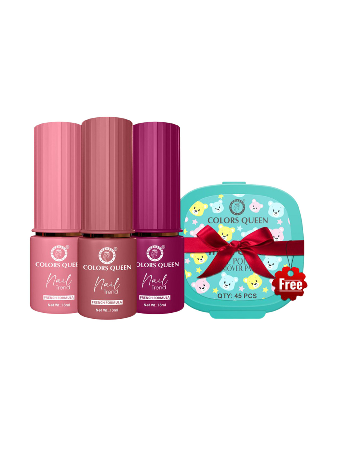 Colors Queen Set Of 4 Nail Trend Glossy Nail Paint & Remover Combo- Shade No. 07 - 51 - 59