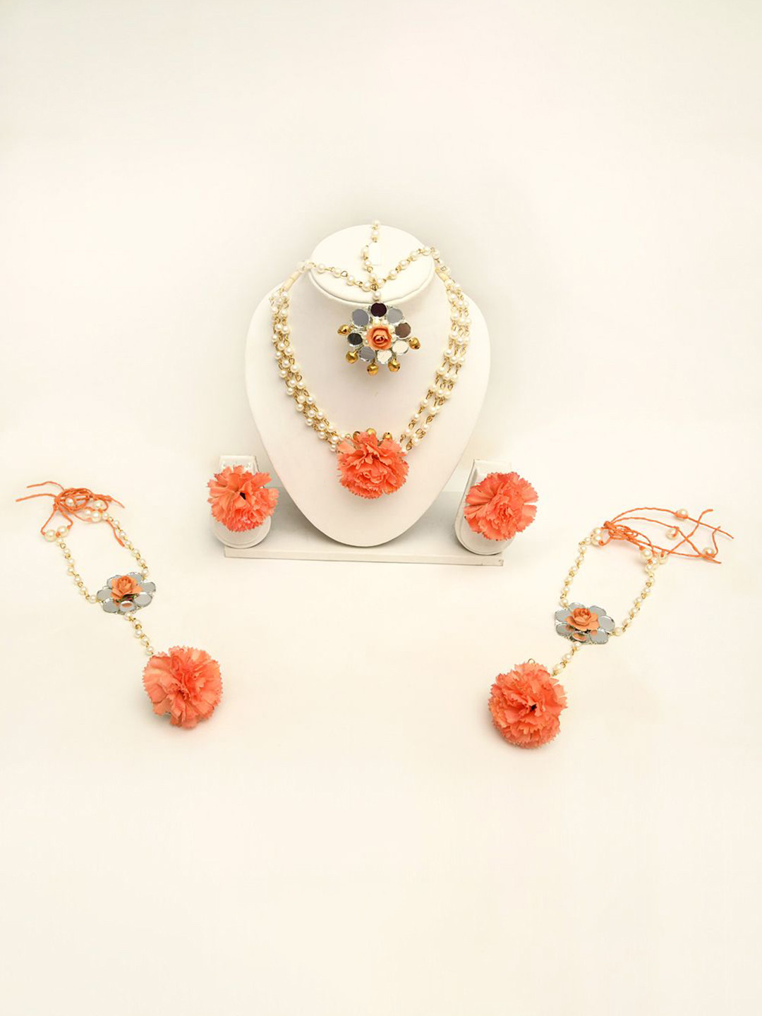 Flosaira Beaded Flower Bridal Haldi Mehndi & Baby Shower Jewellery Set